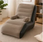 Inflatable Sofa Chair with Footstool & Electric Air Pump – Foldable Air Couch for Indoor & Outdoor Use ( brown, OS )