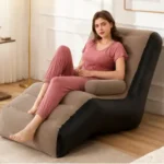 Inflatable Sofa Chair with Footstool & Electric Air Pump – Foldable Air Couch for Indoor & Outdoor Use ( brown, OS )