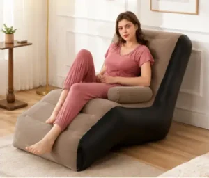 Inflatable Sofa Chair with Footstool & Electric Air Pump – Foldable Air Couch for Indoor & Outdoor Use ( brown, OS )